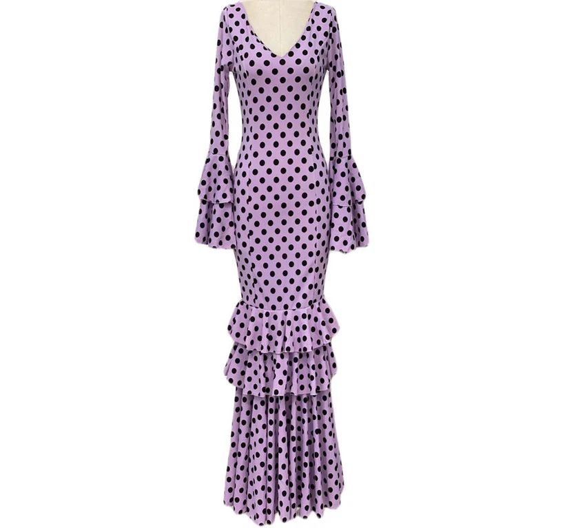Traje Flamenca Lunares Malva
