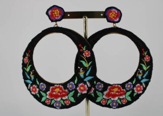 Pendientes Aros Flores Bordado